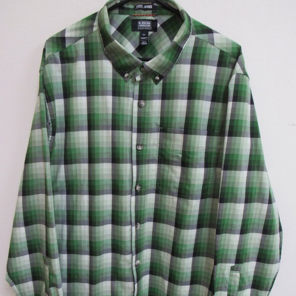 Alaskan Hardgear Untucked Green Plain Long Sleeve‎ Button Down Shirt 2XL